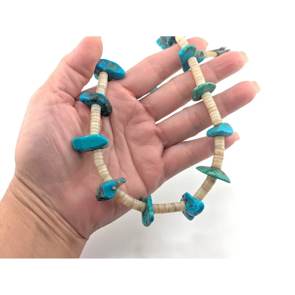 Vintage Native American Handmade Turquoise Necklace‎ Handmade Navajo Jewelry **